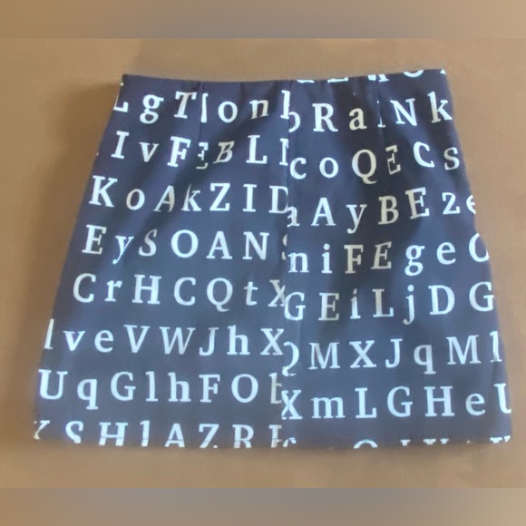 NWOT Black Skirt with White Letters - Picture 6 of 6